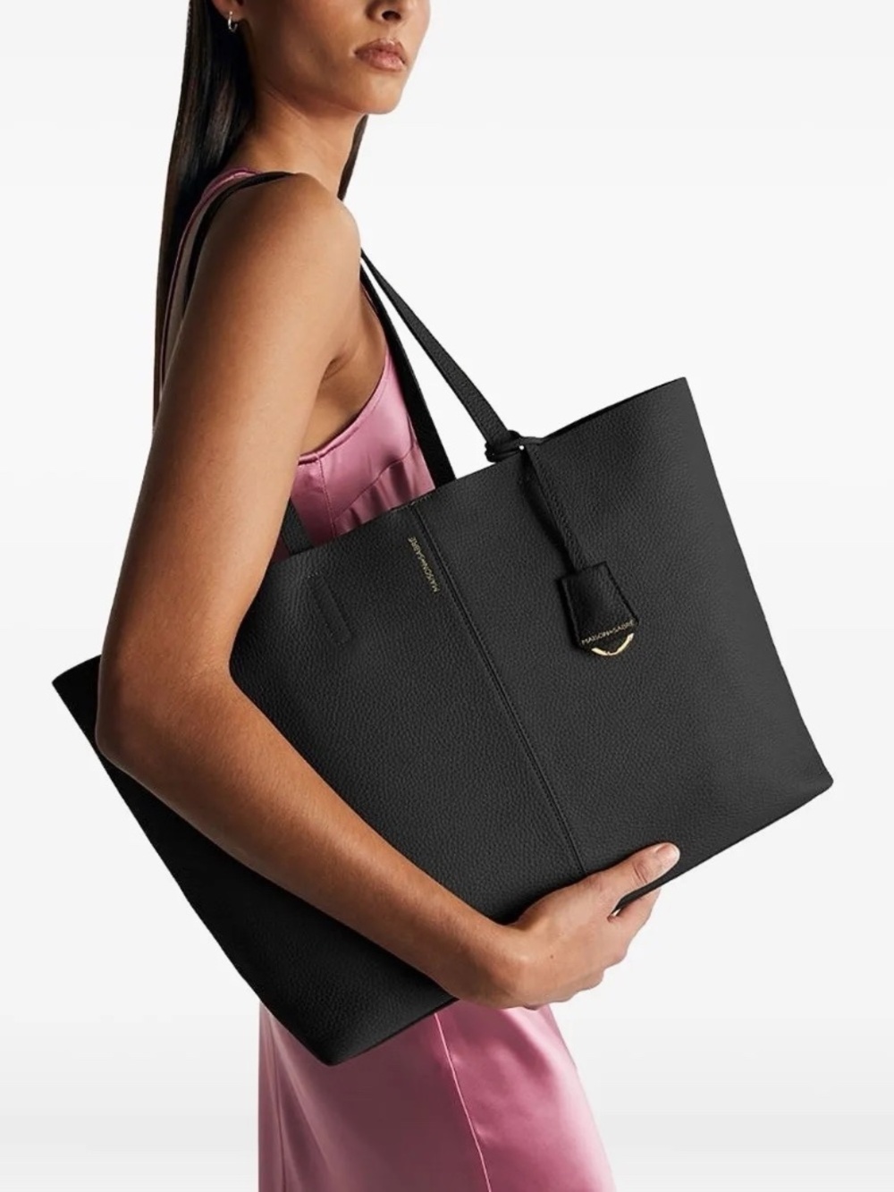👜 MAISON de SABRÉ LEATHER TOTE BAG – BLACK – GOLD HARDWARE – NEW